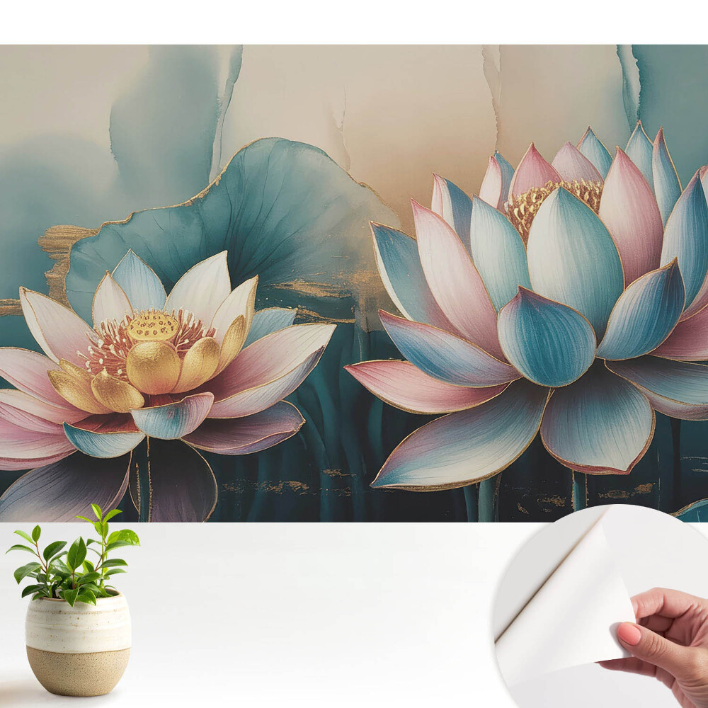 Tapety na stenu samolepiace Jemné lotosové kvety v abstraktnom štýle