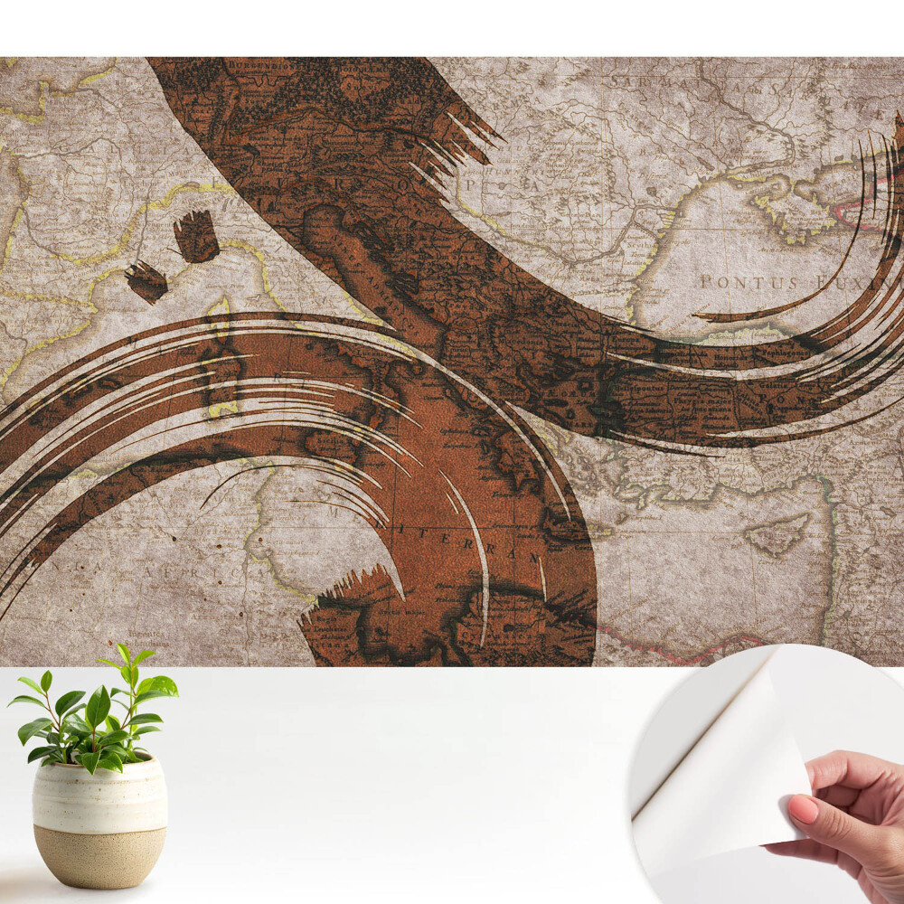 Tapeta do obývačky Stará mapa s abstraktnými akcentmi