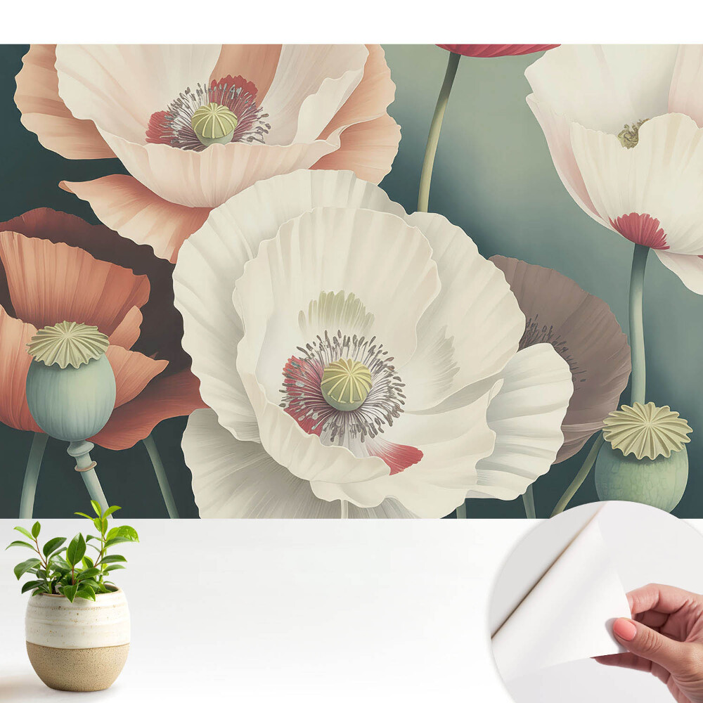 Luxusná tapeta Jemná elegancia makových kvetov