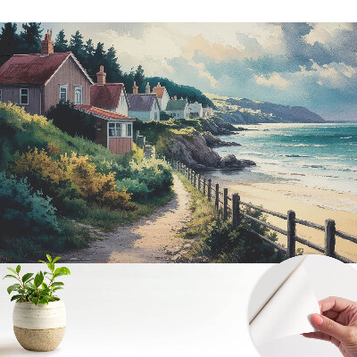 Tapeta na stenu samolepiaca s motívom prímorskej idylky v útulnom dizajne