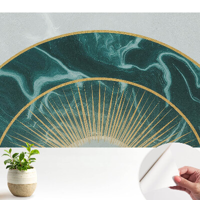 Luxusná tapeta s dekoratívnym polkruhom v zelenej mramorovej úprave