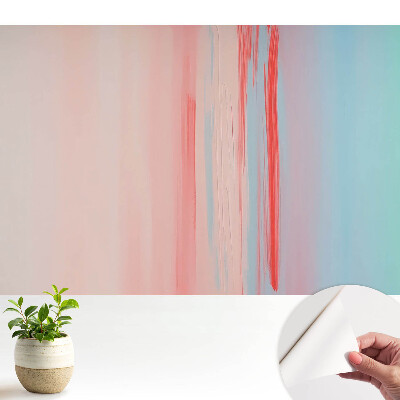 Tapeta do obývačky s pastelovými prechodmi a červenými prvkami