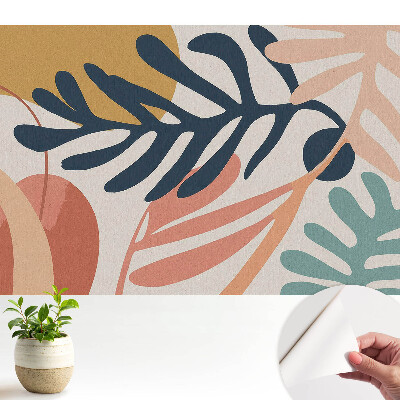 Tapeta s abstraktnými listovými tvarmi v žiarivých farbách