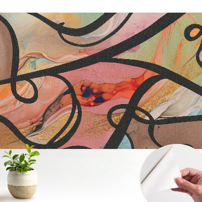 Tapeta na stenu samolepiaca s abstraktnými vlnami a kontrastnými čiarami