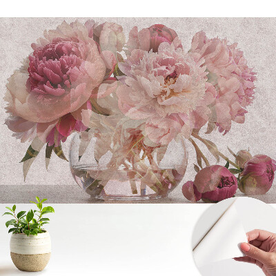 Tapeta na stenu samolepiaca s motívom romantickej kytice pivoniek