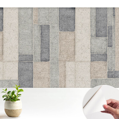 Tapeta na stenu samolepiaca s motívom obdĺžnikov v odtieňoch béžovej a sivej