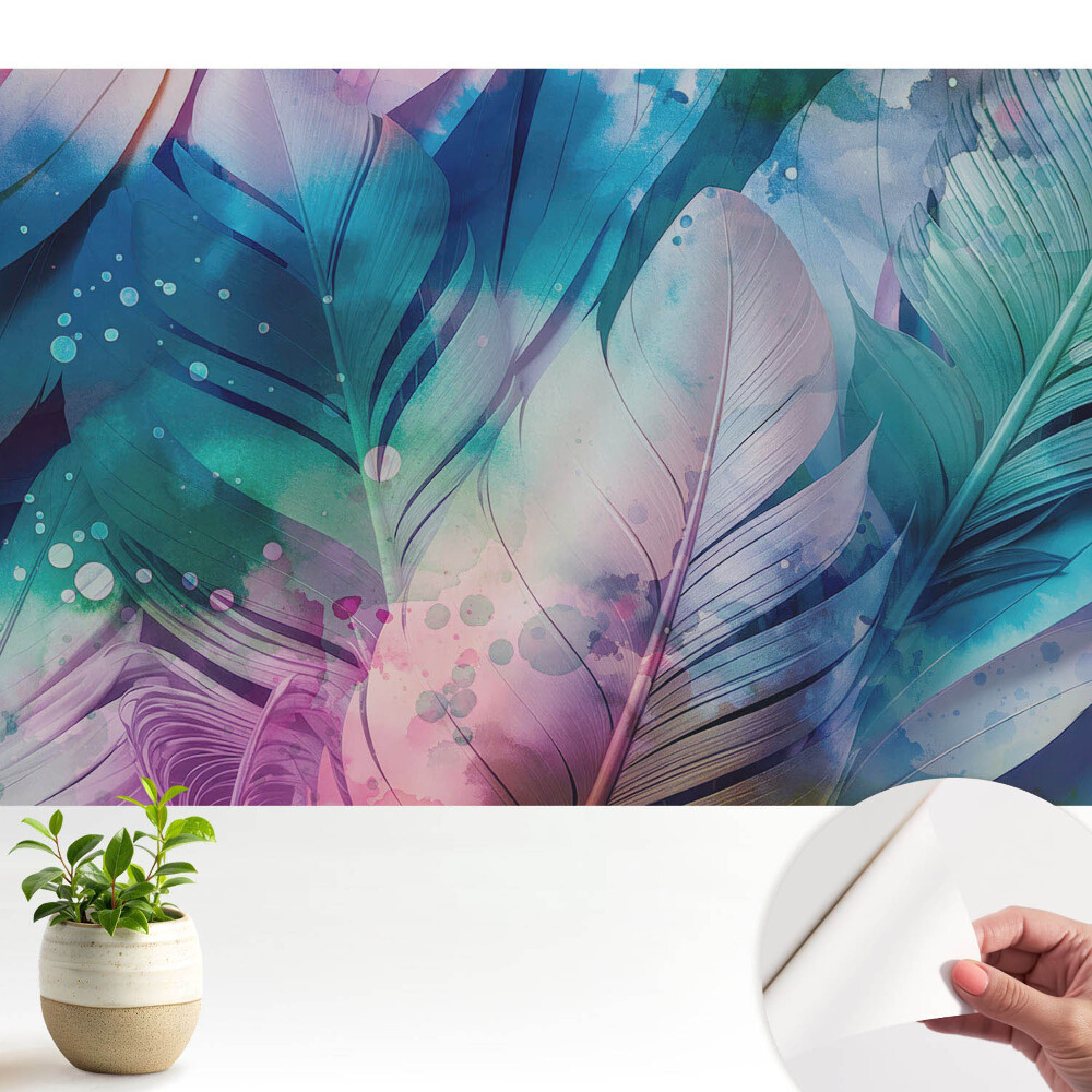 Tapety na stenu samolepiace Farebné perie moderný harmonický vzor