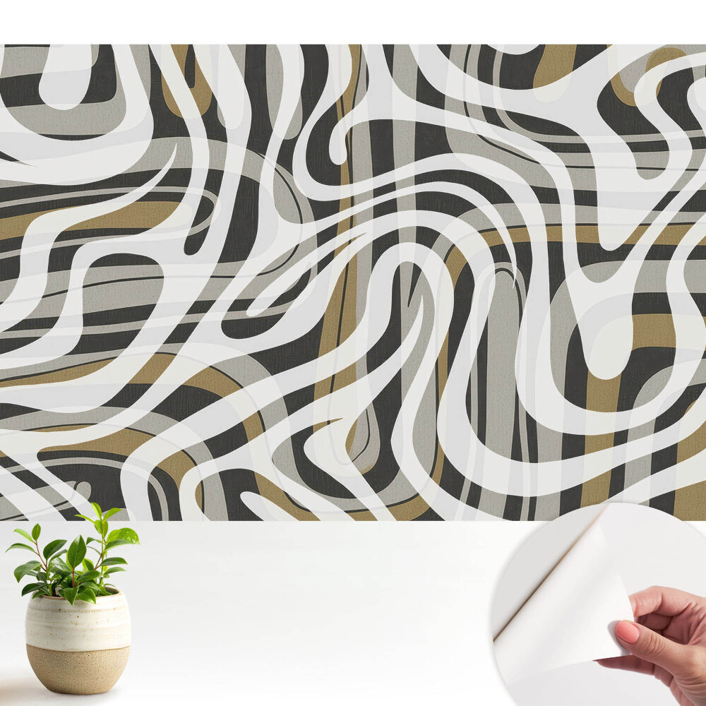 Tapety na stenu samolepiace Expresívne línie, teplé odtiene, abstrakcia