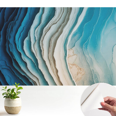 Tapeta s abstraktným vzorom vĺn v odtieňoch modrej