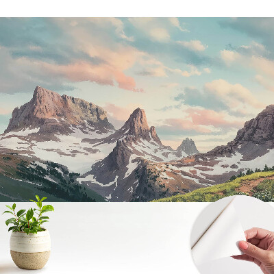 Tapeta na stenu samolepiaca s motívom malebnej horskej krajiny s oblakmi