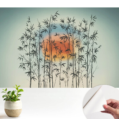 Luxusná tapeta Harmonický západ slnka s bambusovými výhonkami