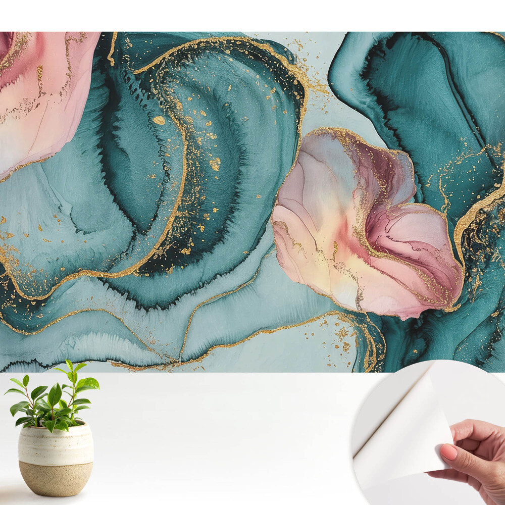 Luxusná tapeta Abstraktné zelené a ružové vlny