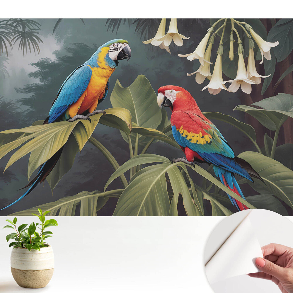 Tapeta Tropické papagáje, exotické farby