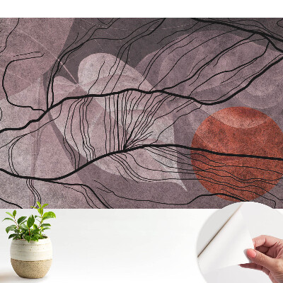 Tapeta do obývačky s abstraktnými čiarami a dynamickým kruhovým motívom