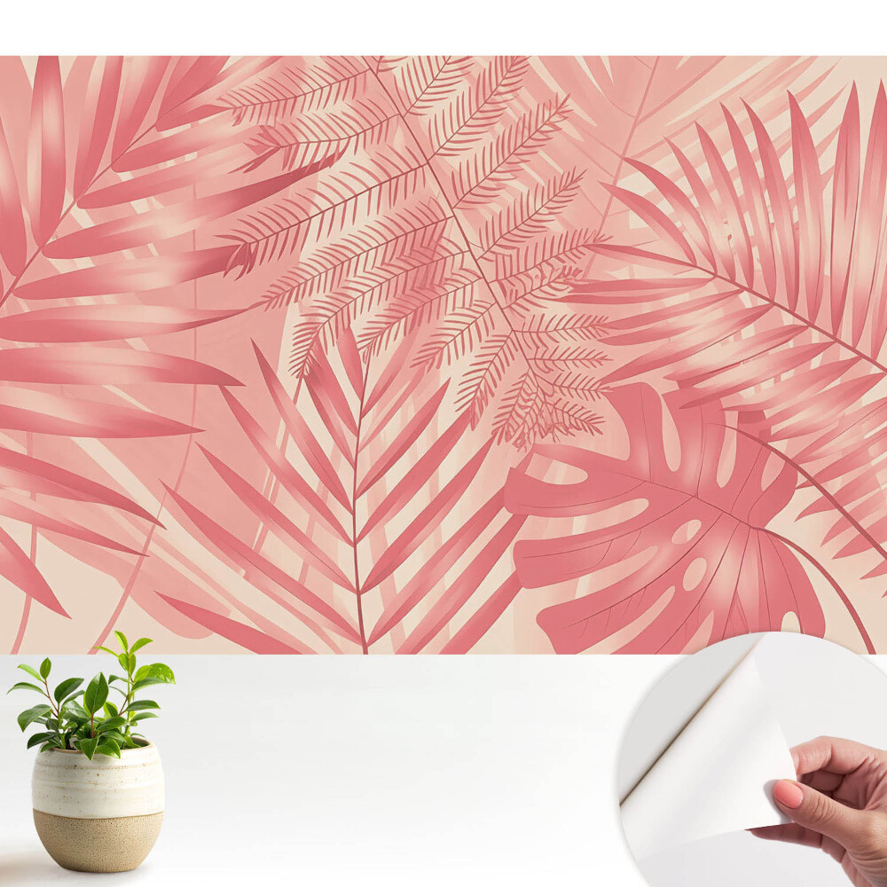Luxusná tapeta Exotické listy ružové harmónie