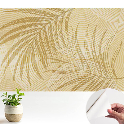 Tapeta do obývačky s motívom jemných listov a sústredných kruhov