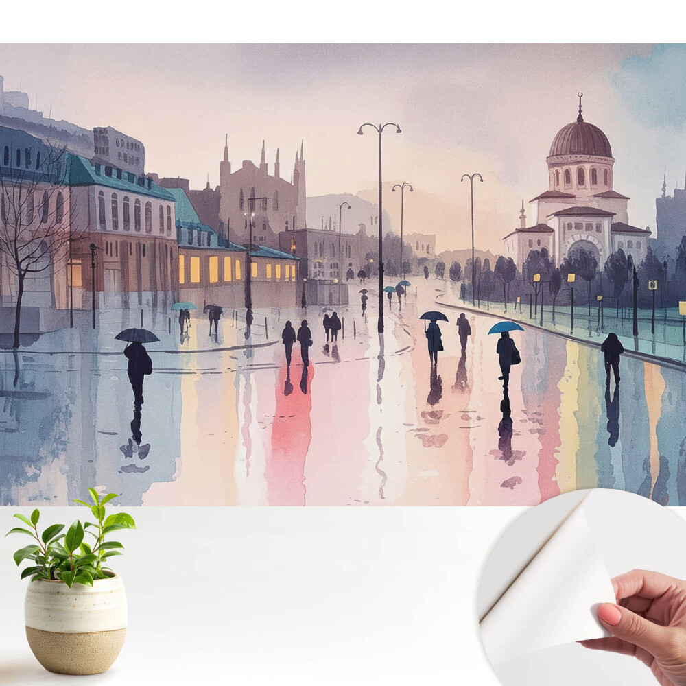 Tapeta do obývačky Mestská ulica po daždi