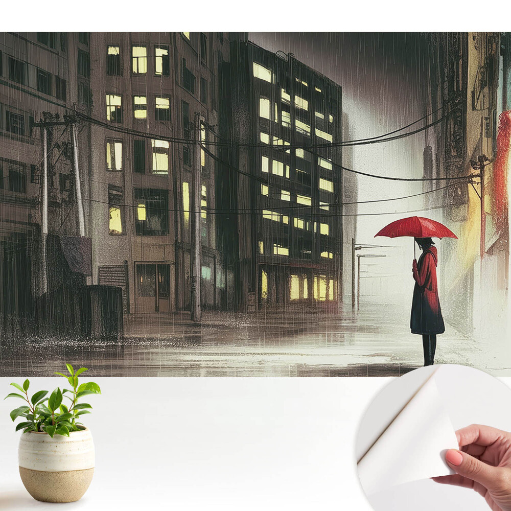Tapety na stenu samolepiace Mestská noc, daždivé nálady, tajomstvo