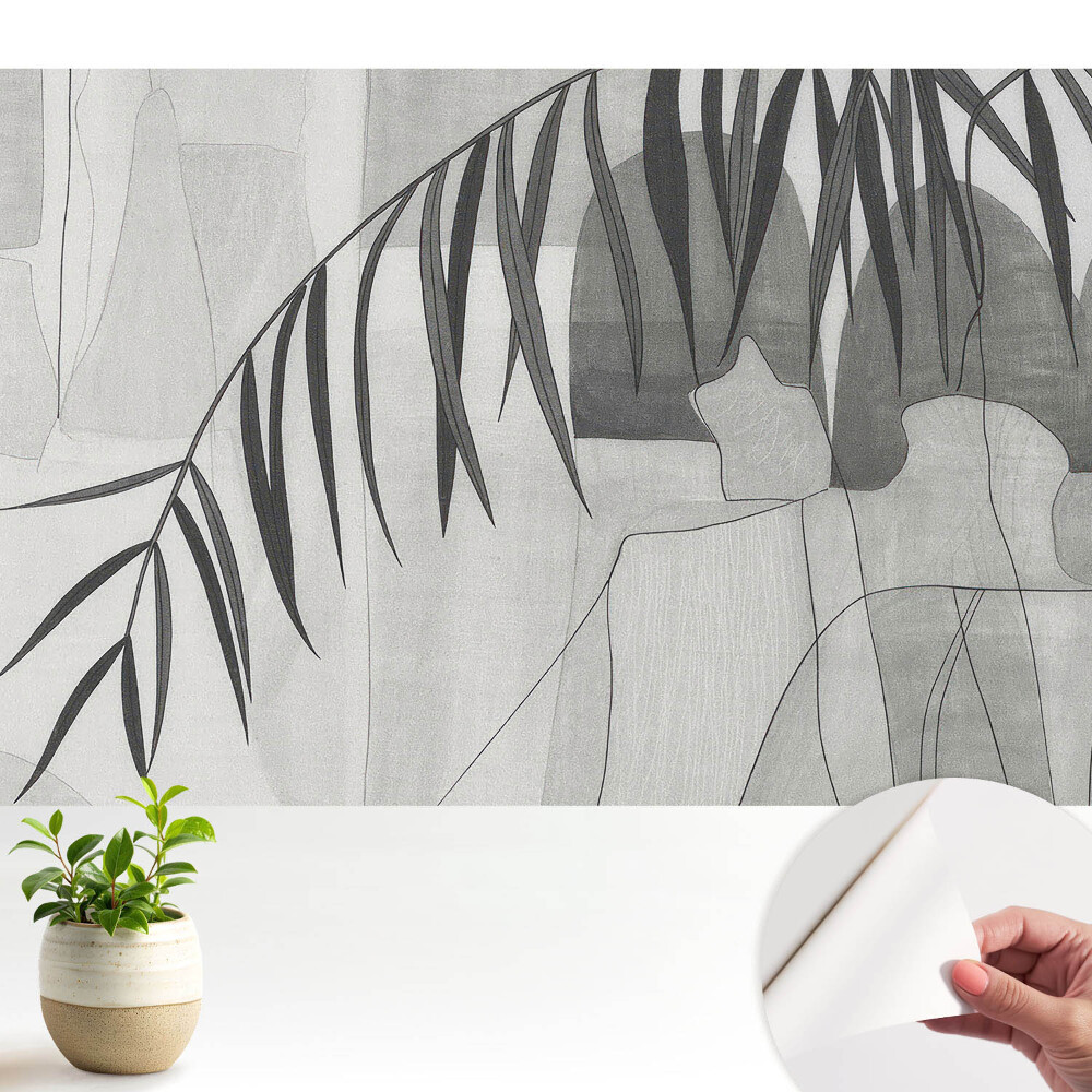 Tapeta Sivé geometrické vzory palmových listov