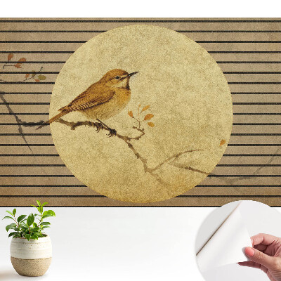 Tapeta na stenu samolepiaca s motívom vtáka na konári v japonskom štýle