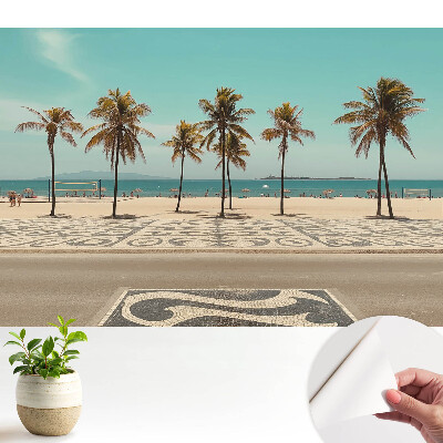 Samolepiace tapety na stenu s motívom tropickej pláže a paliem pri oceáne