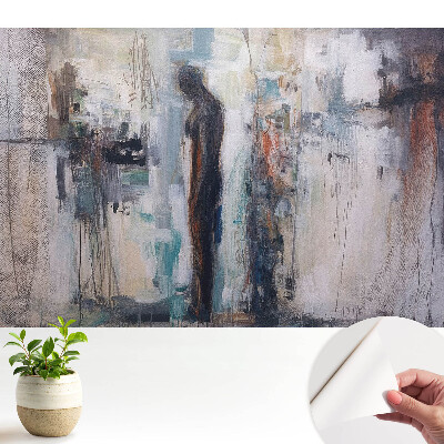 Tapeta do obývačky s abstraktnou siluetou v tlmených farbách