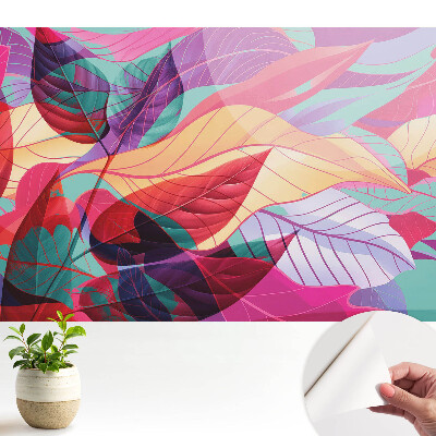 Tapeta s farebným listovým motívom v abstraktnom štýle