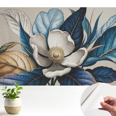 Luxusná tapeta s motívom kvetov a listov v modernom štýle