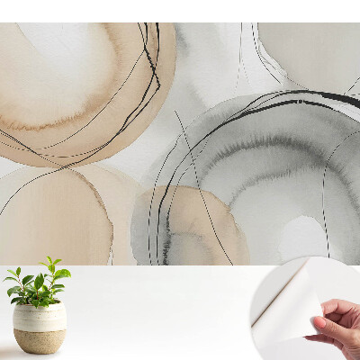 Tapeta Abstraktné kruhy v béžovej a sivej farbe