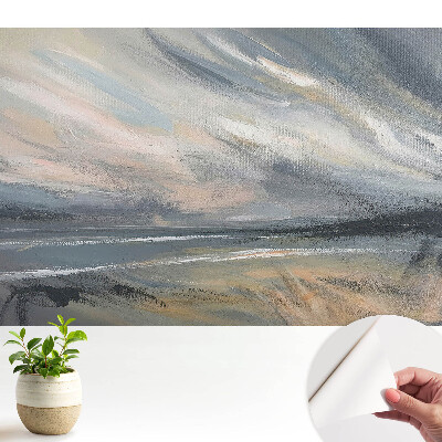 Tapeta s motívom abstraktnej krajiny v dynamických odtieňoch sivej