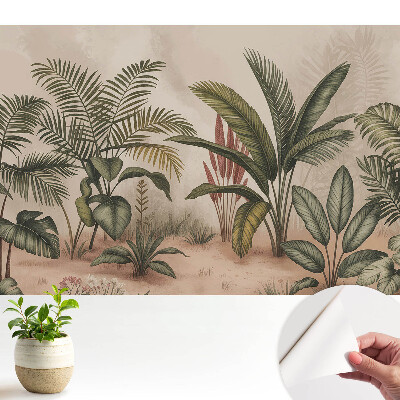 Tapeta s motívom exotických listov v boho štýle