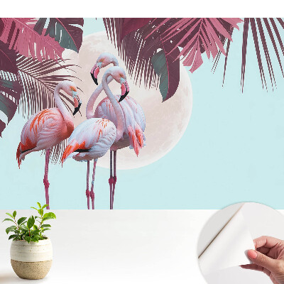 Tapeta Farebné plameniaky v tropickom prostredí