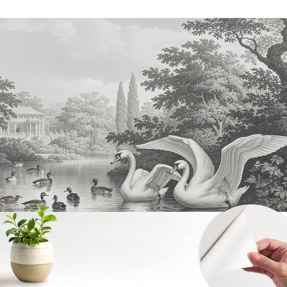Luxusná tapeta Jazero s labuťami a kačkami v klasickom štýle