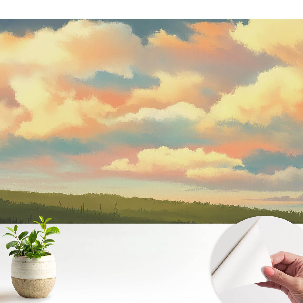Tapety na stenu samolepiace Pastelové oblaky, lúkový dojem