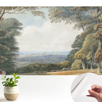 Tapeta do obývačky Krajina pri lese, výhľad na mesto