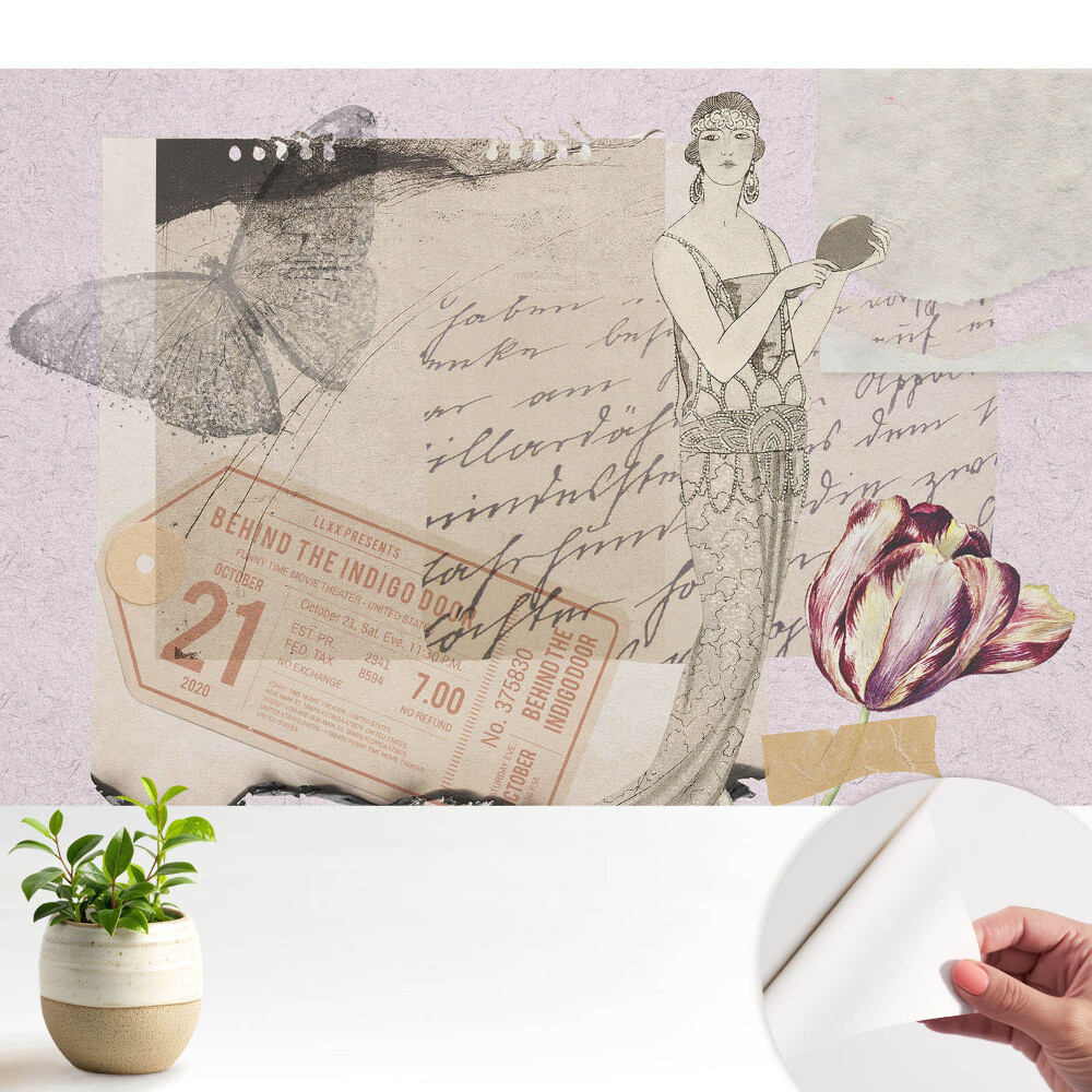 Tapety na stenu samolepiace Retro romantická koláž