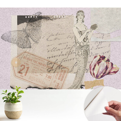 Tapety na stenu samolepiace s romantickou retro kolážou