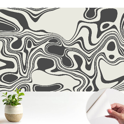Tapeta na stenu samolepiaca s abstraktným vlnovým vzorom v kontrastných farbách