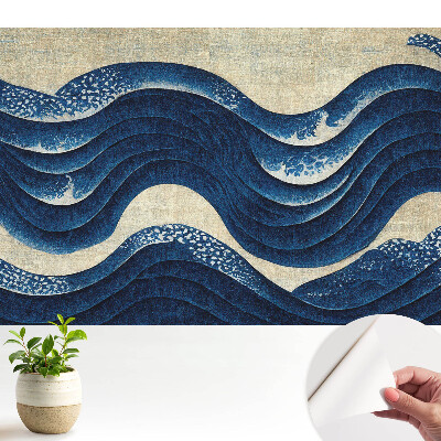 Tapeta Elegantný harmonický motív v námorníckej modrej farbe s vlnami