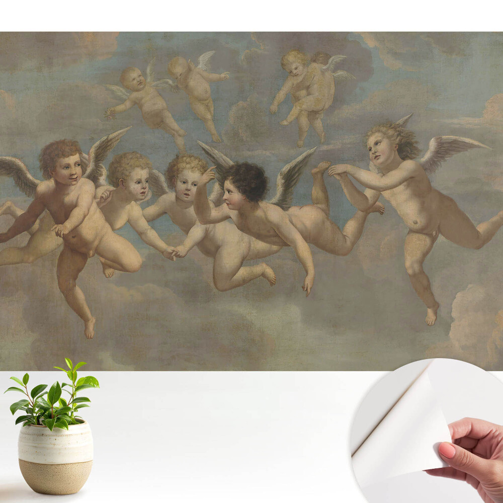Tapety na stenu samolepiace Nebeské putti v oblakoch