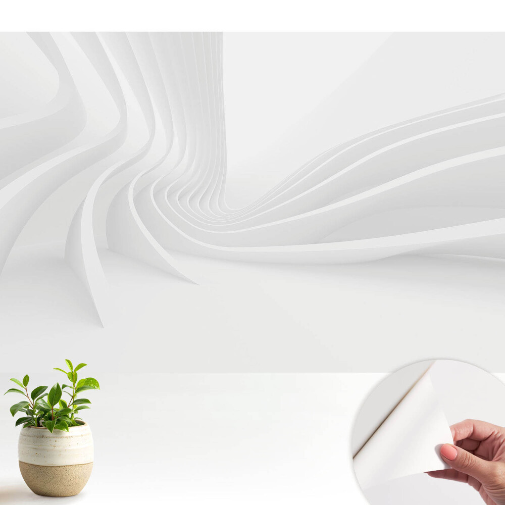 Tapety na stenu samolepiace Moderná elegancia bielych vlnitých línií