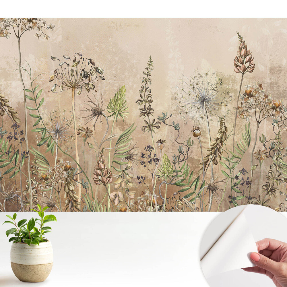 Tapety na stenu samolepiace Pastelové rastlinné motívy