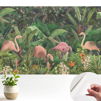 Tapety na stenu samolepiace s motívom tropickej exotiky a plameniakov