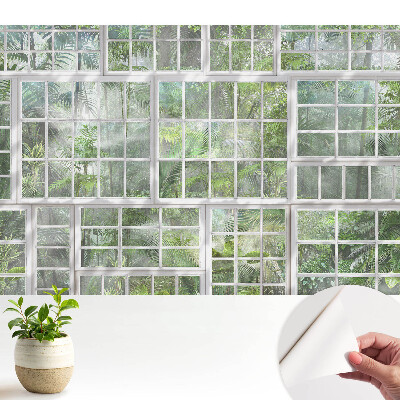 Luxusná tapeta Zelená džungľa za bielymi oknami