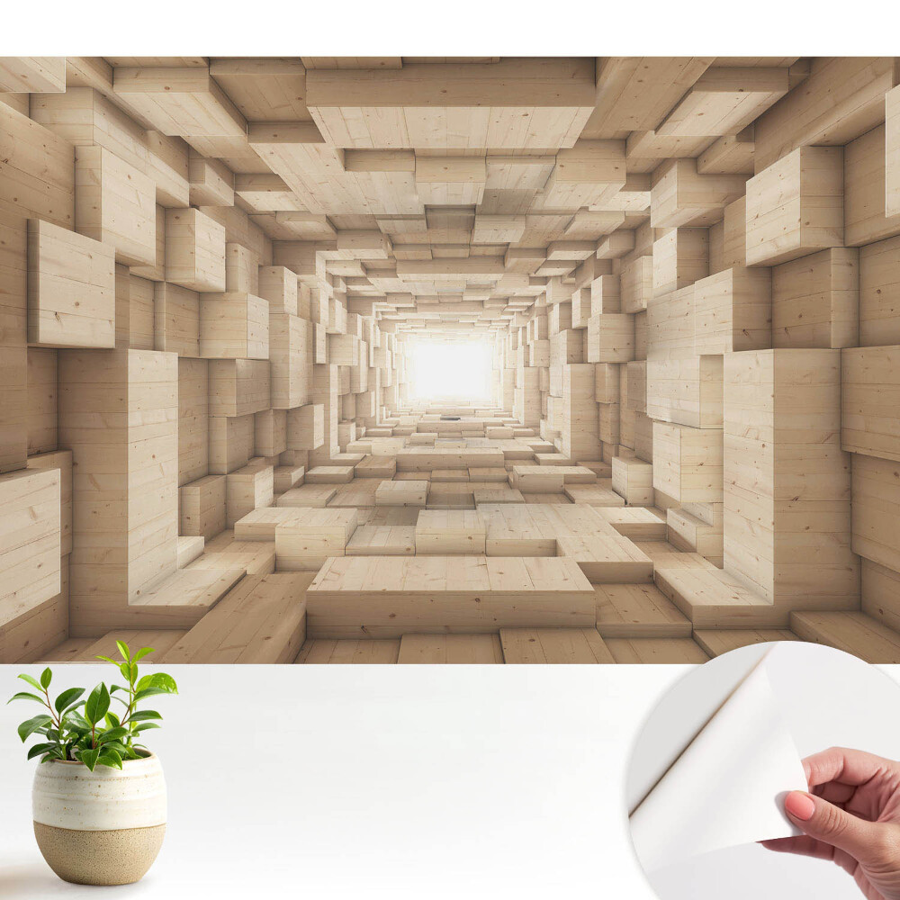 Luxusná tapeta Priestorový drevený rytmický tunel
