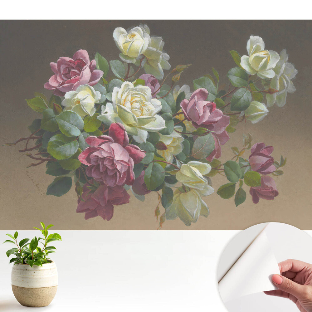 Tapeta do obývačky Romantická kompozícia kvetov a listov