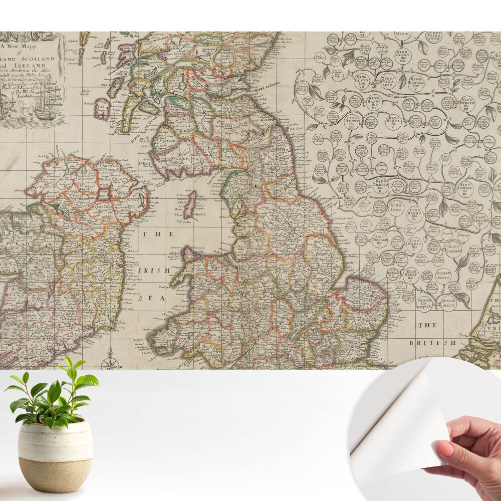 Tapety na stenu samolepiace Stará mapa Britských ostrovov s detailmi.