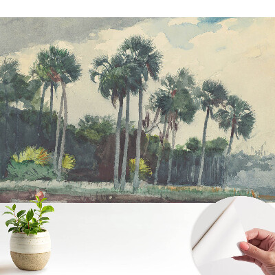 Tapeta s motívom tropických paliem v akvarelovom štýle