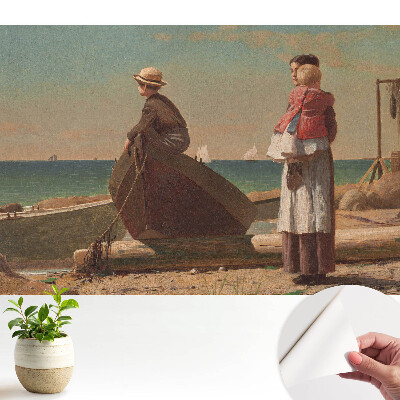 Tapeta do obývačky Postavy na pláži s výhľadom na more