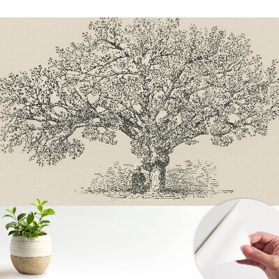 Luxusná tapeta so štýlizovaným stromom v prírodnej klasickej harmónii